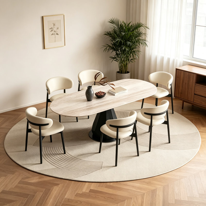 Table de salle à manger rétro et exquise, H 29,5 po x l 63 po x P 31,5 po, Brun et noir