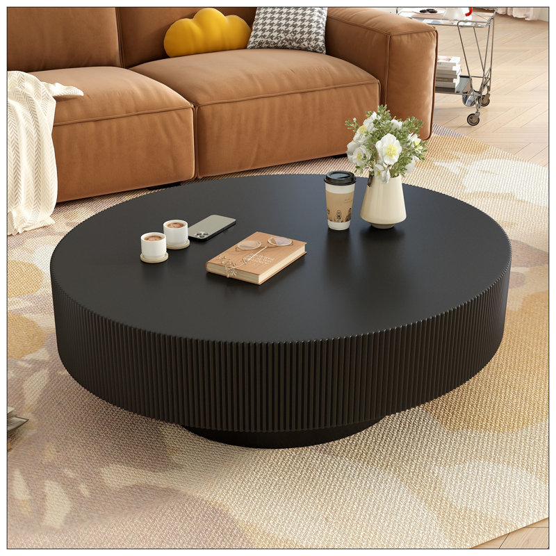 Table basse ronde 31,5 "pour le salon, facile à assembler  , Noir
