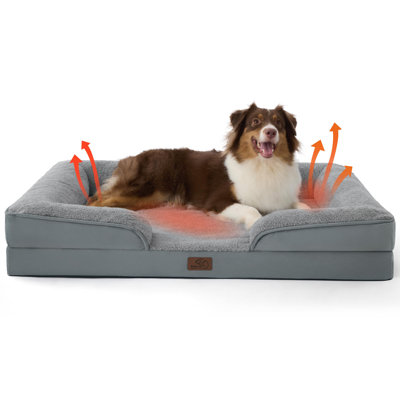 Bedsure Self Warming Orthopedic Dog Beds - Washable Dogs Bed Waterproof, Comfort Dogs Couch Sofa with Removable Cover, Pet Bed with Nonskid Bottom, Grey, Non-Electric