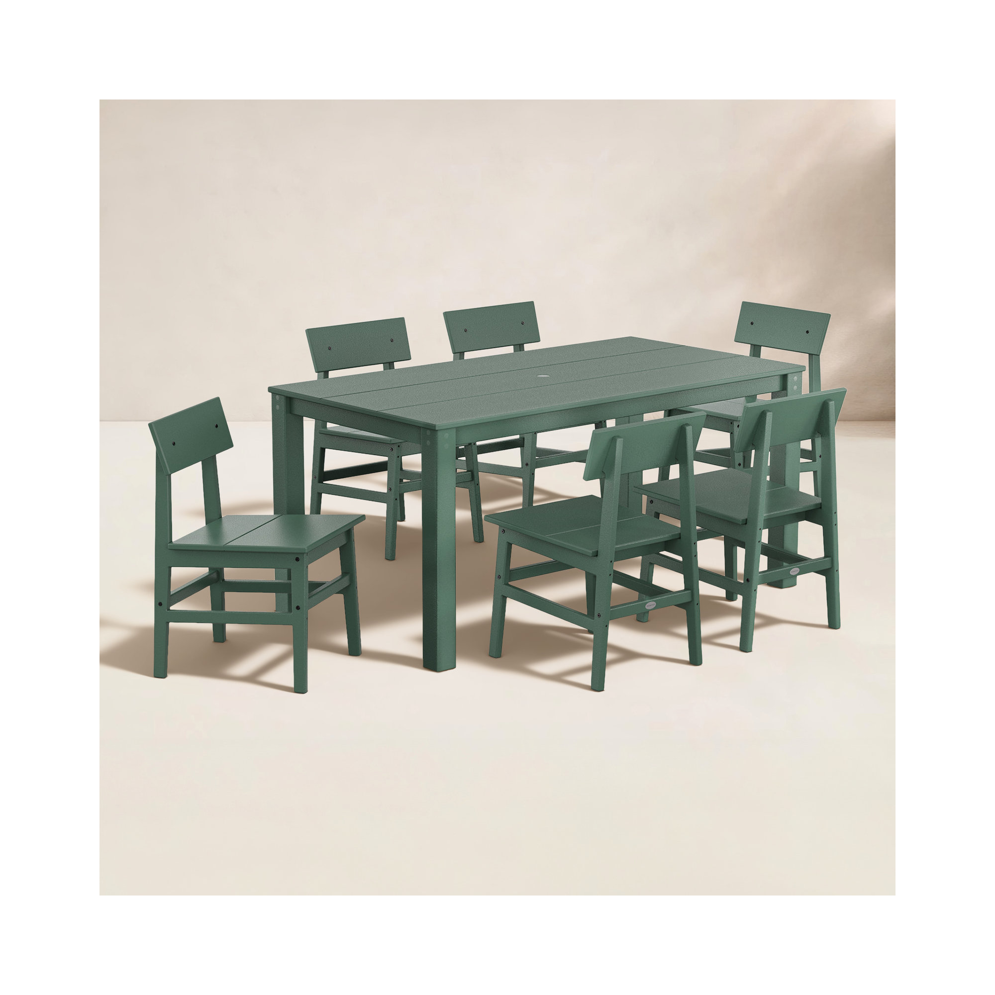 POLYWOOD x AllModern Chair 7-Piece Parsons Dining Table Set, Green