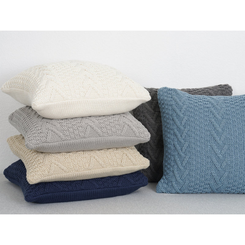 Charcoal Gray Chunky Knit Square Throw Pillow