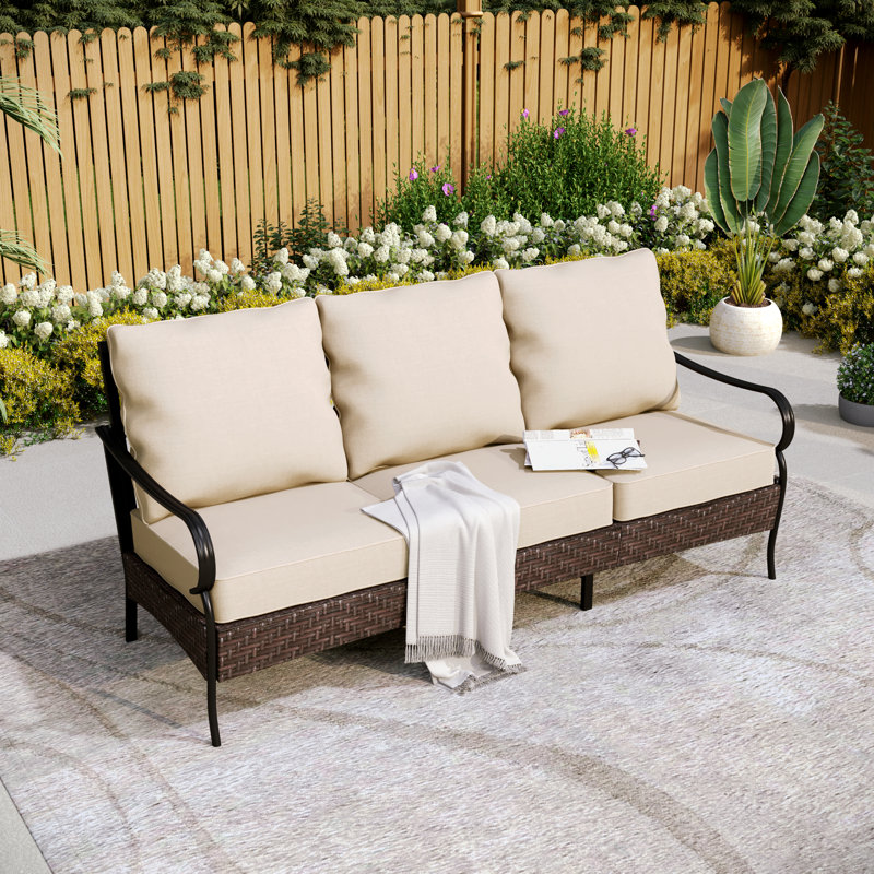 Canapé d'extérieur 74,8 po avec coussins