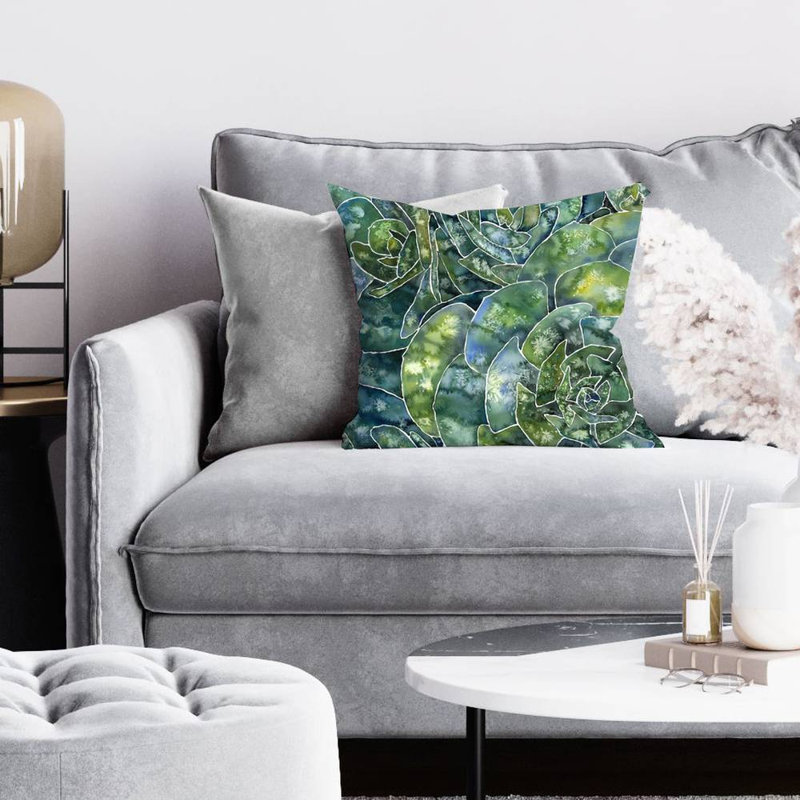 Abstract succulents - 16"x16" Throw pillow - Poly twill - Print on demand