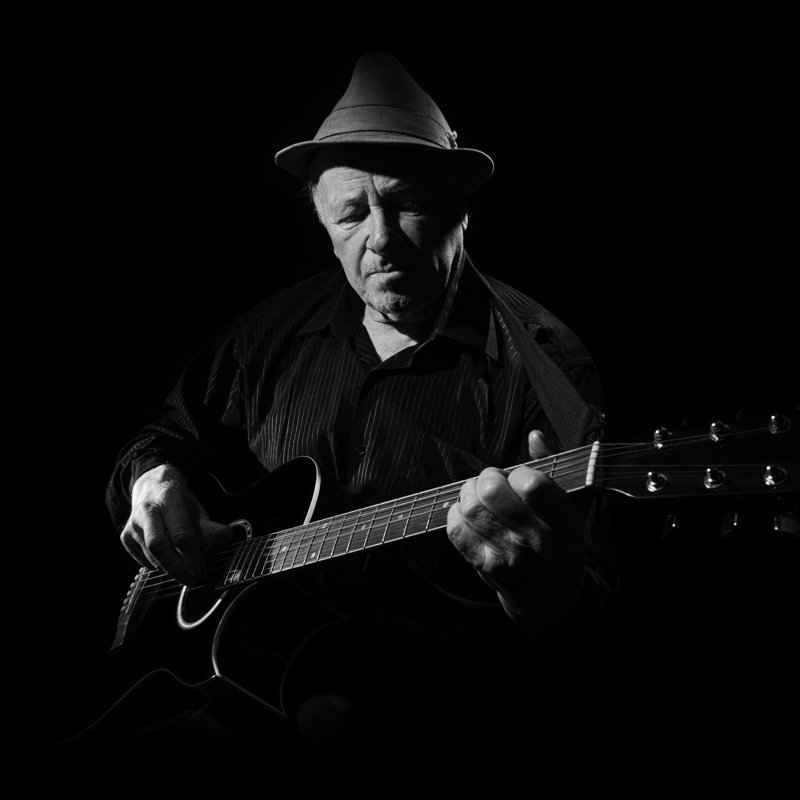 Senior Man With Guitar - Wrapped Canvas Print, 122cm H x 122cm W x 3.8cm D