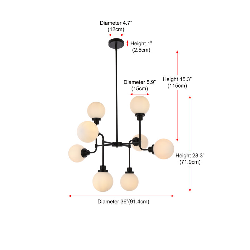 Orla 8 - Light Pendant, Frosted White, Black