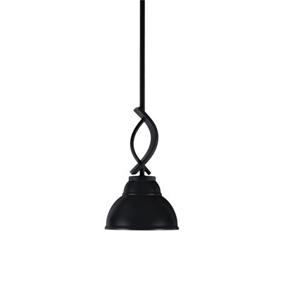 Earletta Cavella Stem Hung Mini Pendant Shown In Matte Black Finish With 7"