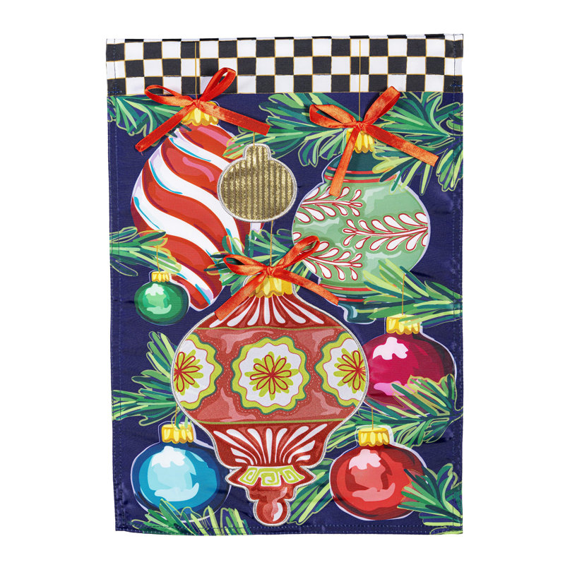 Joyeuses fêtes ornements appliques drapeau de jardin