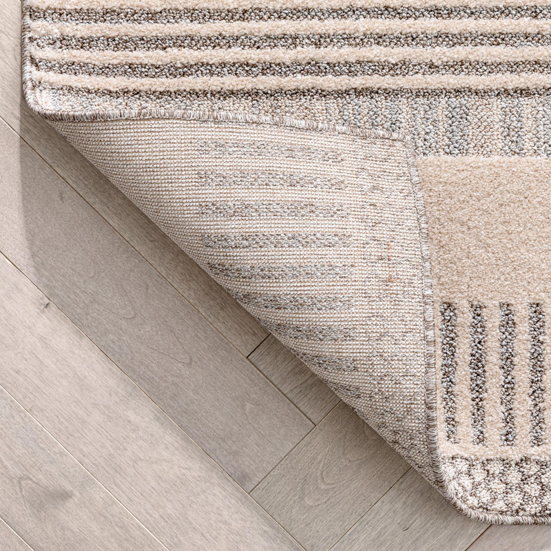 Tapis beige à motif géométrique abstrait Marcone Briar, Rectangle 5 pi 3 po x 7 pi 3 po