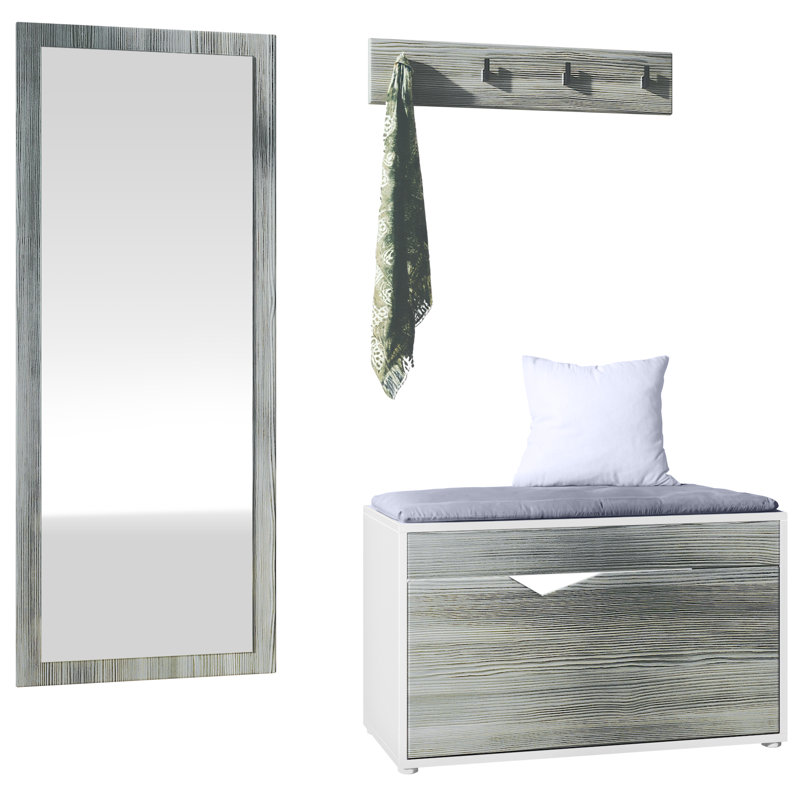 Aubuchon Hall Tree 33cm Wide, White matt/Avola anthracite