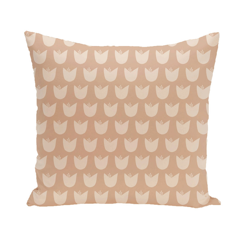 Housse et insert de coussin carré Flower Power, H 20 po x l 20 po, Taupe / taupe / beige