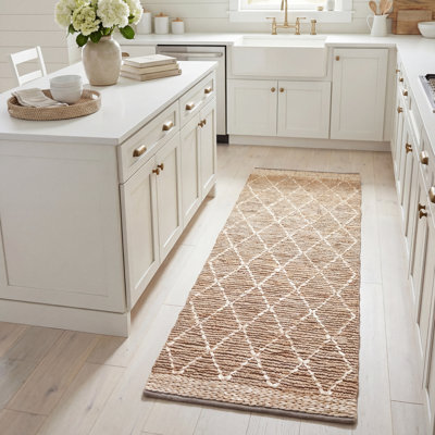Gascon Natural Fibre Hand Loomed Jute/Cotton Geometric Rug in Natural