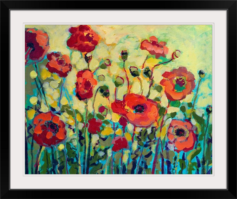 «Anitas Poppies» par Jennifer Lommers - impression, H 20 po x l 23 po x P 1 po, Cadre noir