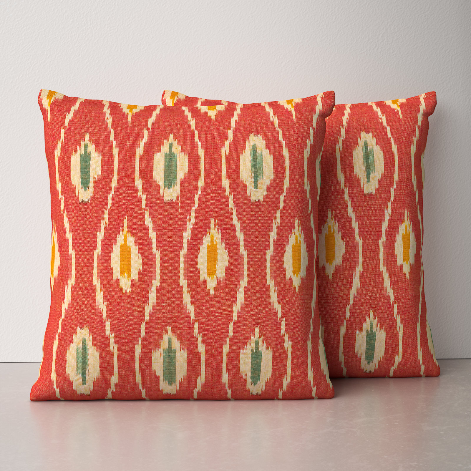 Orange discount ikat pillow