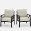 Ensemble de 2 fauteuils en métal au design moderne, avec structure kaki et coussins beiges. Faciles d'entretien, ils offrent un soutien ergonomique individuel idéal pour une utilisation à l'extérieur et une détente optimale dans les petits espaces.