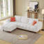 Canapé convertible modulaire avec repose-pieds mobile et coussins décoratifs, parfait pour le confort et le style de tout salon.