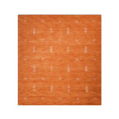 Ownby Hand Knotted Loom Wool Eco-Friendly Area Rugs - Square, Orange White Color, Contemporary Modern Design, High Pile Thick Handmade Anti Skid Area Rugs for Living Room, Bed Room