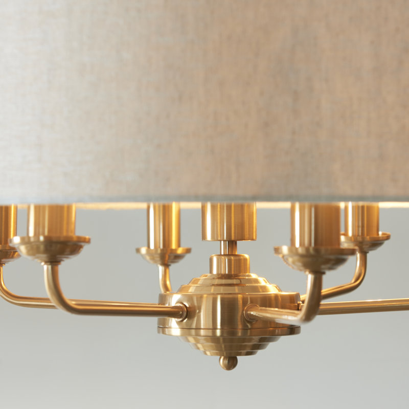 Landover 6-Light Chandelier finished in Vintage Brass and Natural