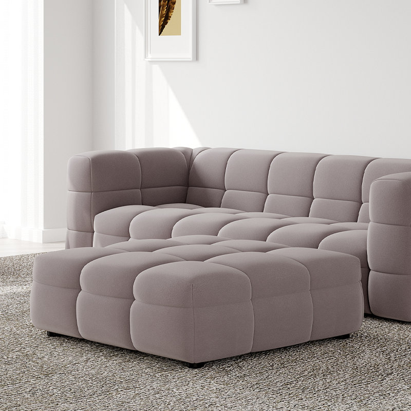 Elmfield 100cm Wide Square Solid Colour Cocktail Ottoman, Taupe