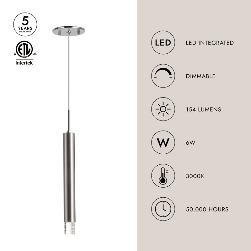 Pendula 1 - Light LED Pendant, Brushed Nickel