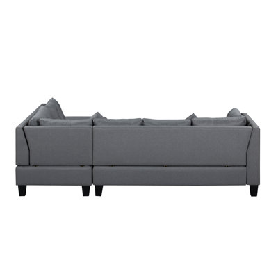 104.5" Upholstered Sofa,Chaise & Ottoman , Gray