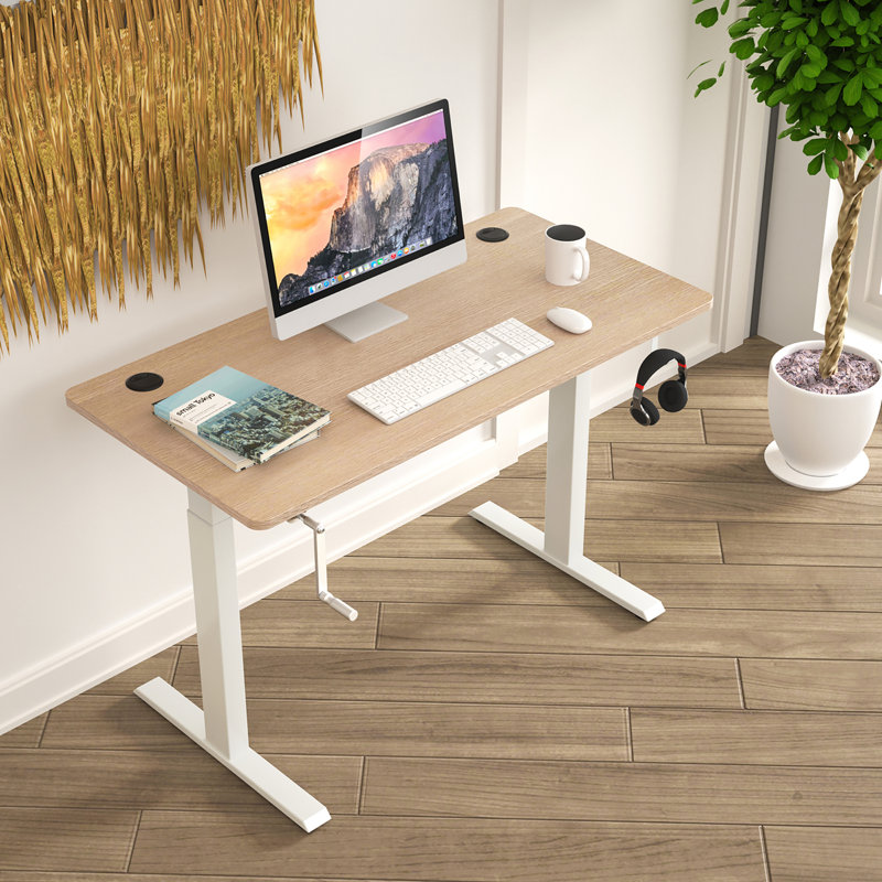 Bureau debout à hauteur ajustable Bennink, Brun / blanc