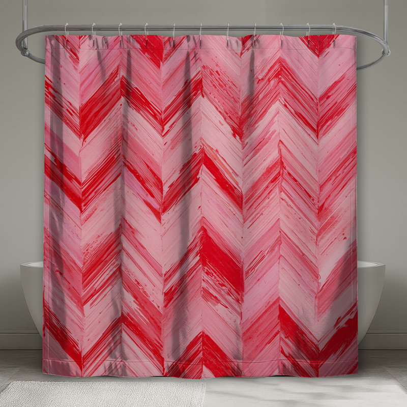 Rideaux de douche à chevrons rouges et roses, L 70 po x H 93 po