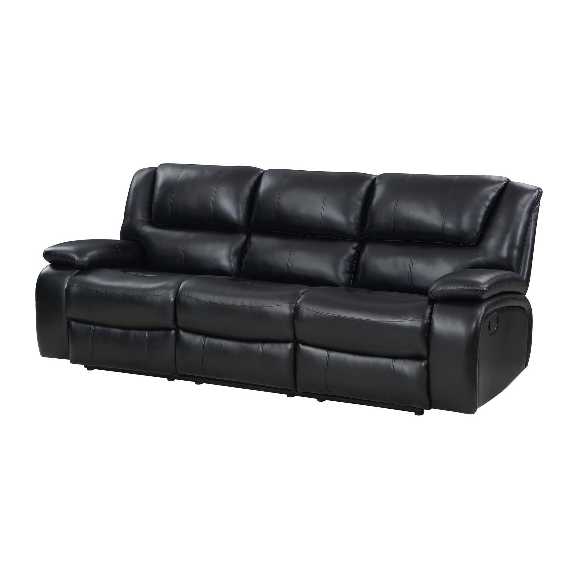 Latitude Run® Tranisha 85.1'' W Faux Leather Reclining Sofa in Black ...