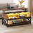 Abey Lift Top Tempered Glass Coffee Table with 2 Open Cabinets and Shelf-1589556301