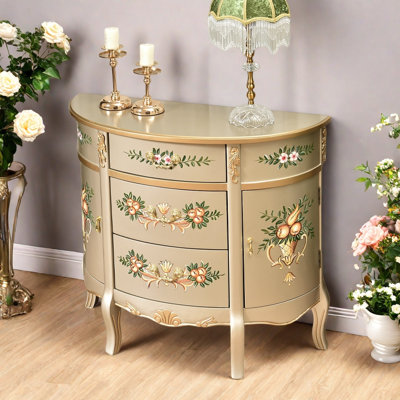 Antique-Style Handmade Hand-painted Accent Cabinet