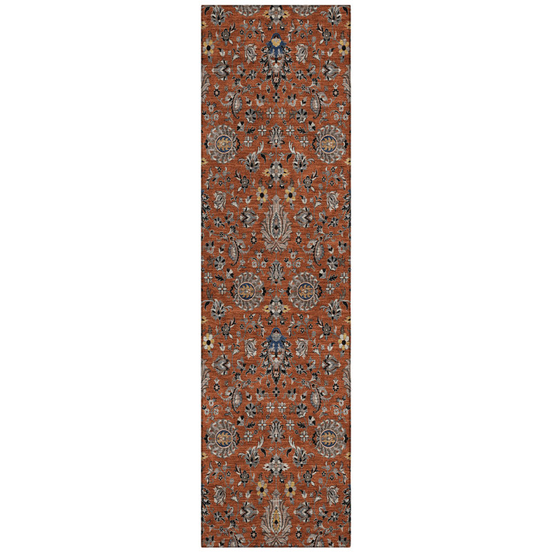 Machine Washable Indoor/Outdoor Husby ACN2192 Global Rug, Runner 2'3" x 7'6"