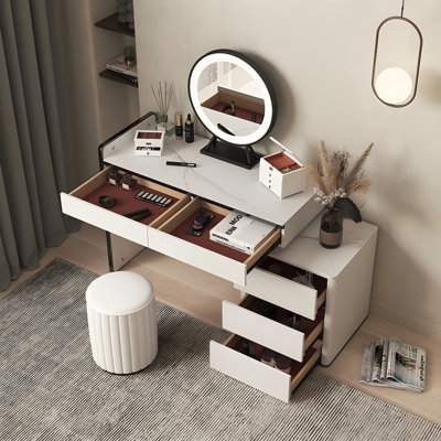 Meuble-lavabo moderne 41,34 po avec commode avec tabouret et miroir