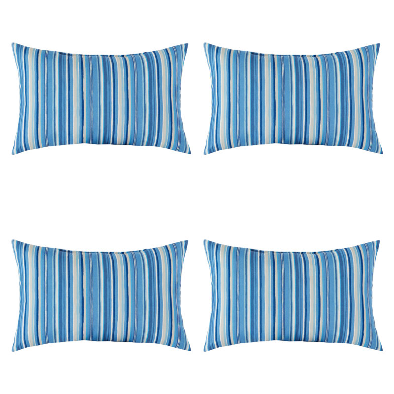 Coussin lombaire intérieur / extérieur Henrich, Ensemble de 2, Rayures saphir