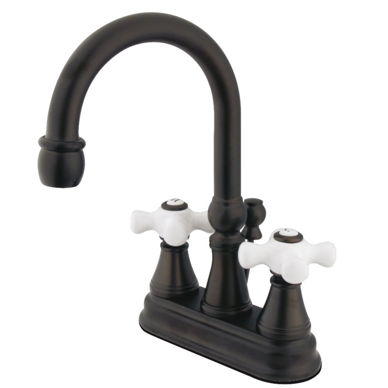 Centerset Bathroom Faucet with Double Cross Handles, Oil Rubbed Bronze