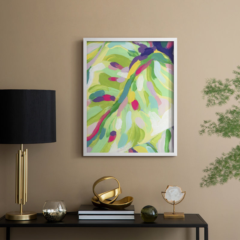 «Bright Tropical Abstraction I», H 30 po x l 24 po, Blanc