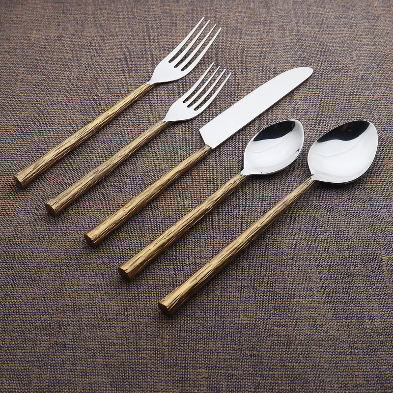 Mercer41 Sundance Flatware, 5-Pc. Place Setting, Vintage Gold