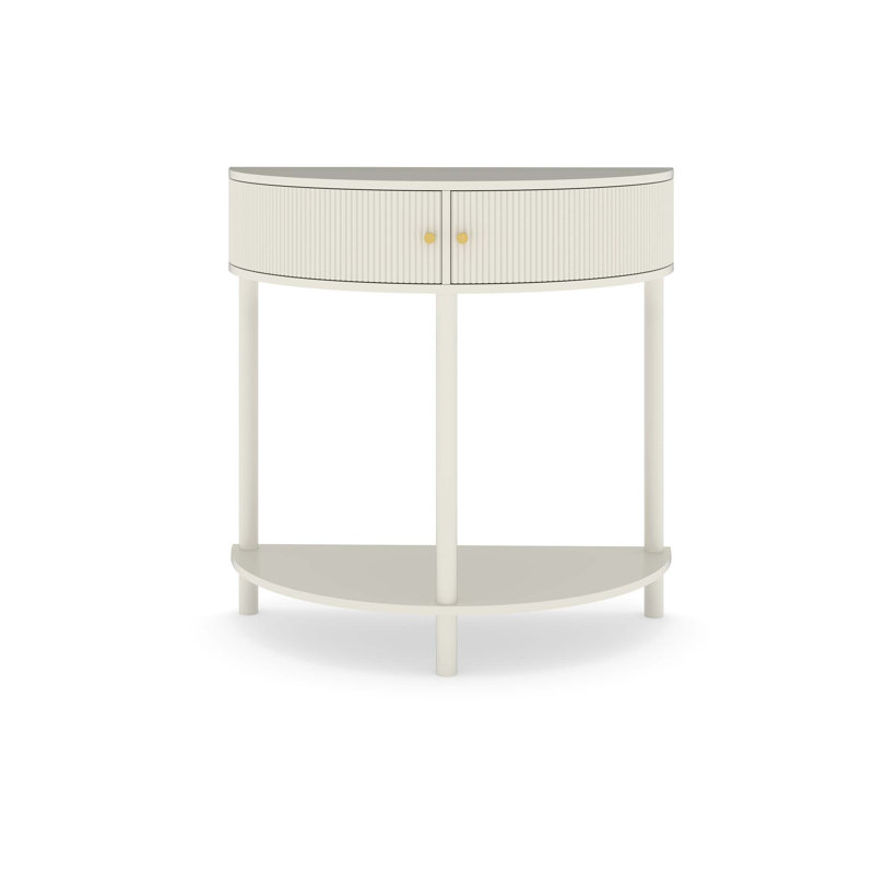 Console demi-lune Artisan-Wave, Blanc, crème