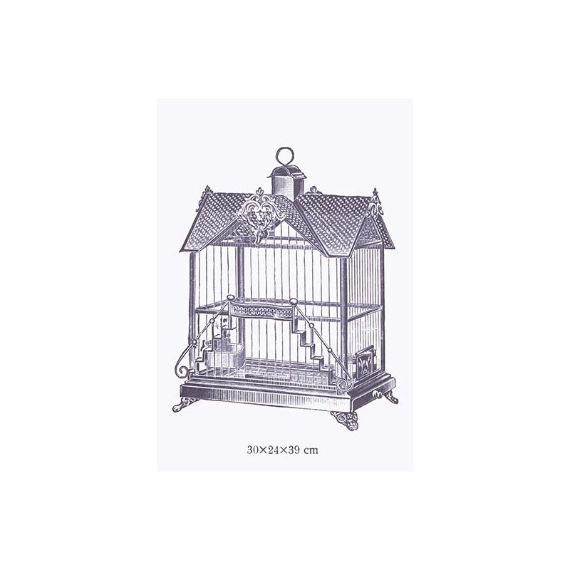 « orné bleu oiseau cage i », impression