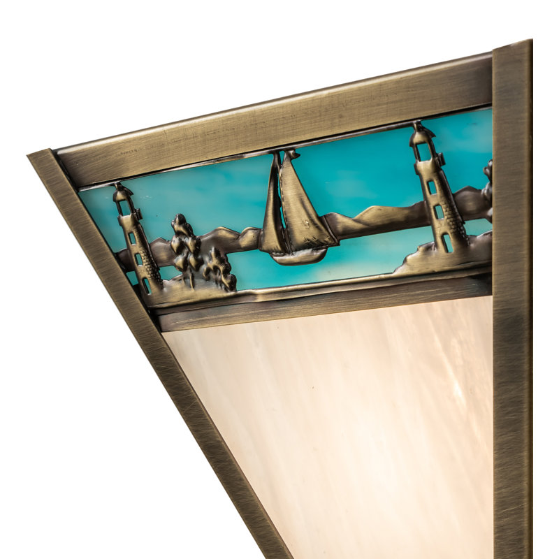 Sailboat 8"x9" Solid Brass Energy Star Flush Sconce
