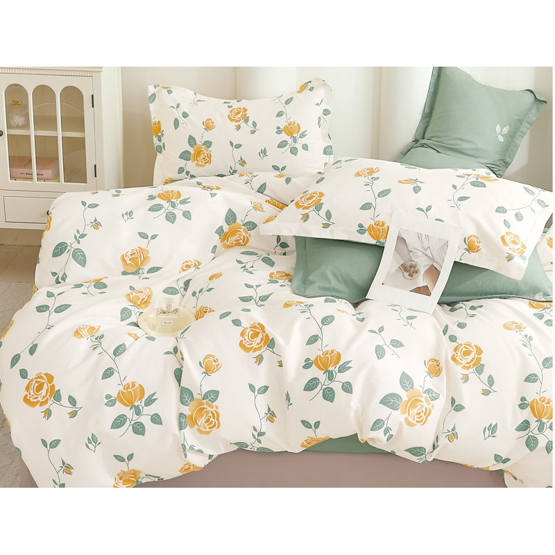 Ensemble d'édredon réversible 100% coton Blooming Casa Rose