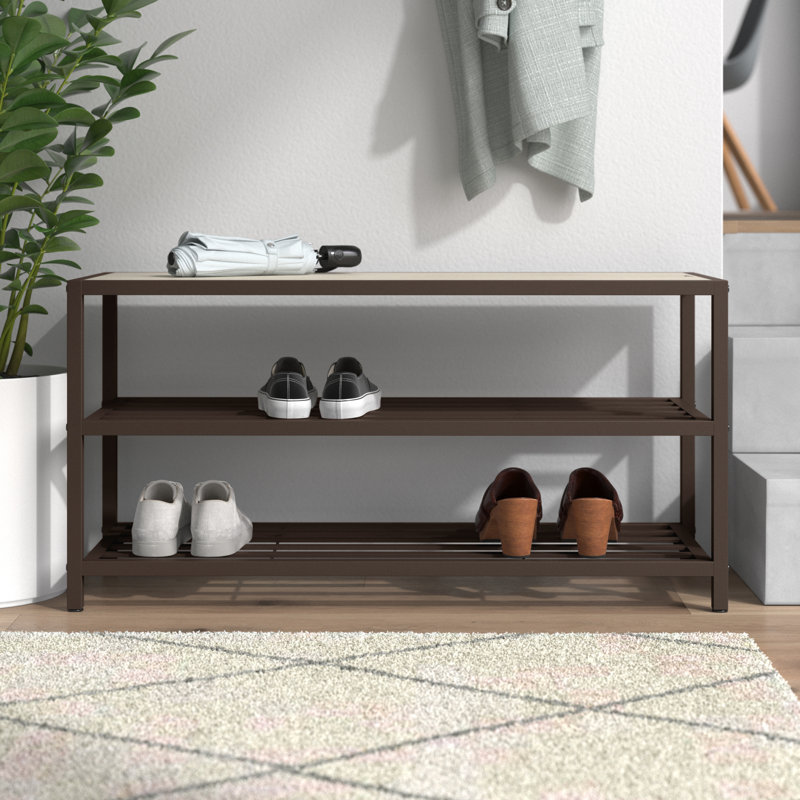 8 Pair Shoe Storage Bench, Bronze Anthracite