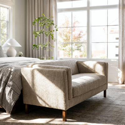 Ashbourne 58'' Wide Mid-Century Modern Boucle Upholstered Sofa with Birch Wood Legs