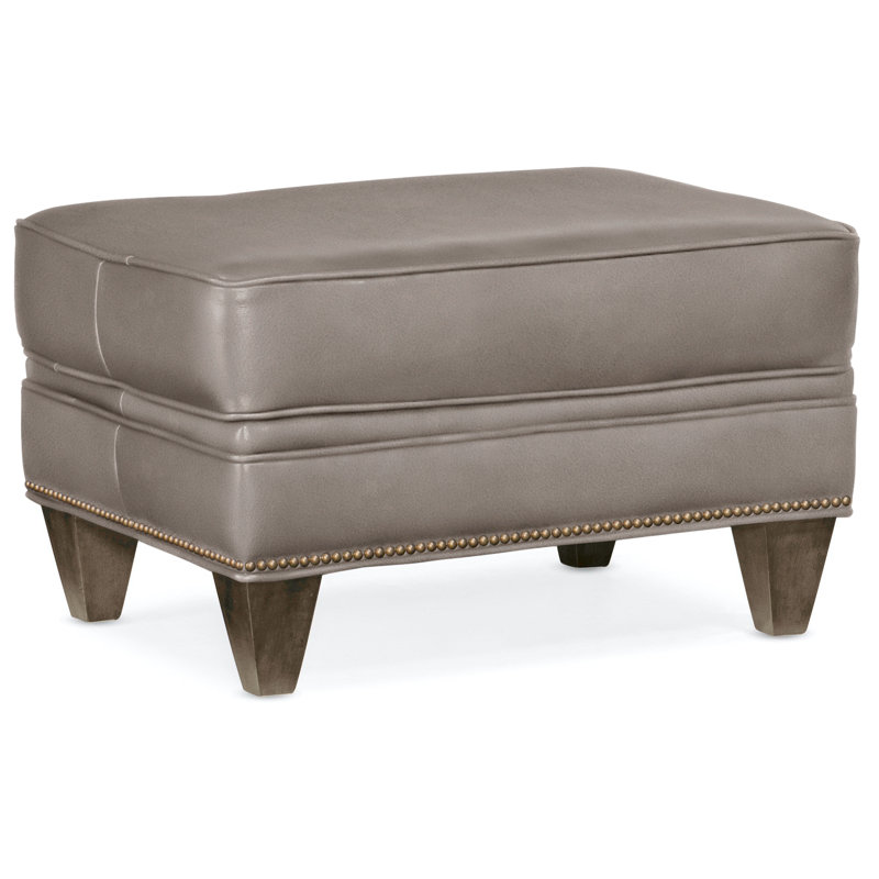 Repose-pieds rectangulaire en cuir véritable de 28,5 po de largeur Reddish, Naturel, Pavées