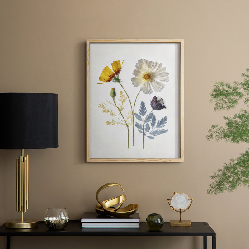 Pressed Flower Memories II, reproduction encadrée - bois massif, Naturel, H 21 po x l 17 po