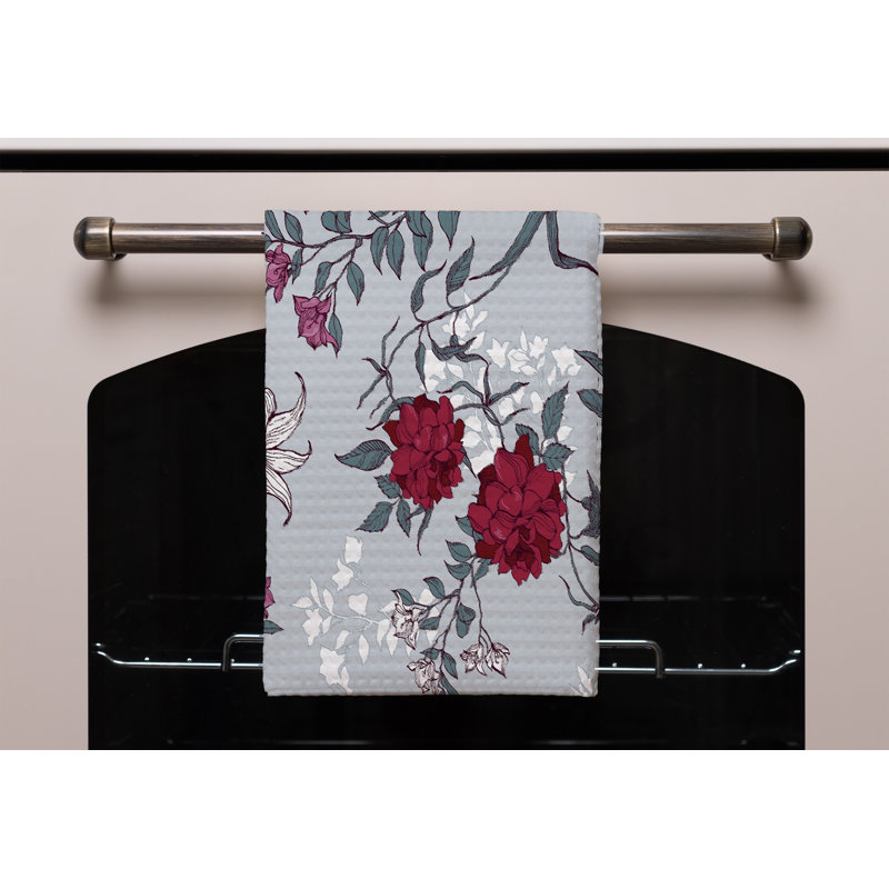 Cotton Floral Waffle Kitchen Towel
