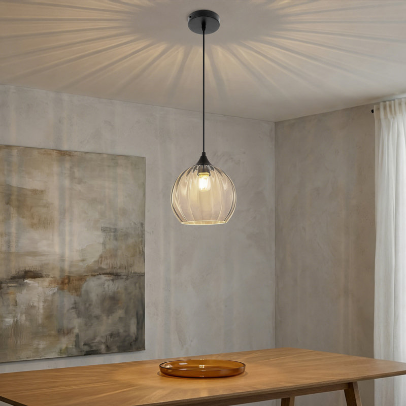 3-Light Single Glass Pendant Light Globe Adjustable Height for Kitchen Island Dining Room, 3 Pack, Clear, Matte Black