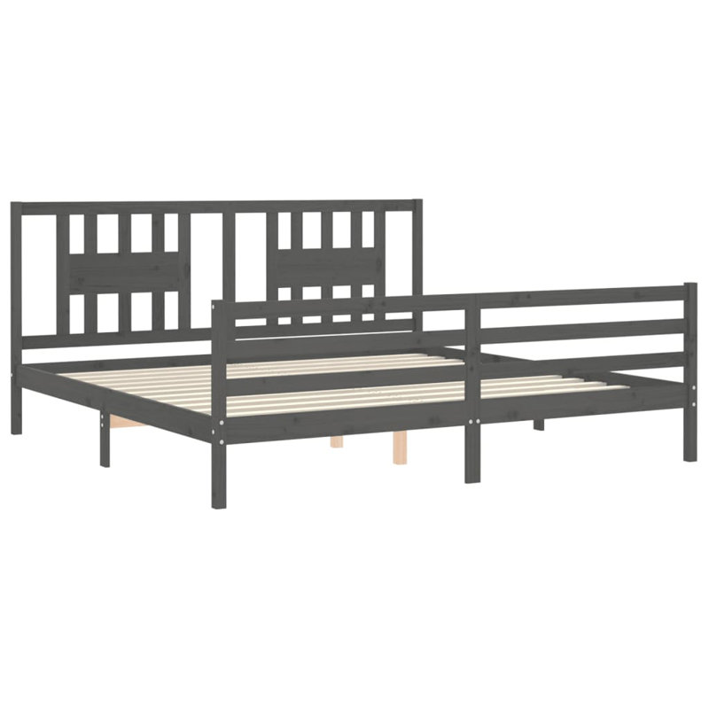 Bed Frame with Headboard, Grey, 200 x 200cm