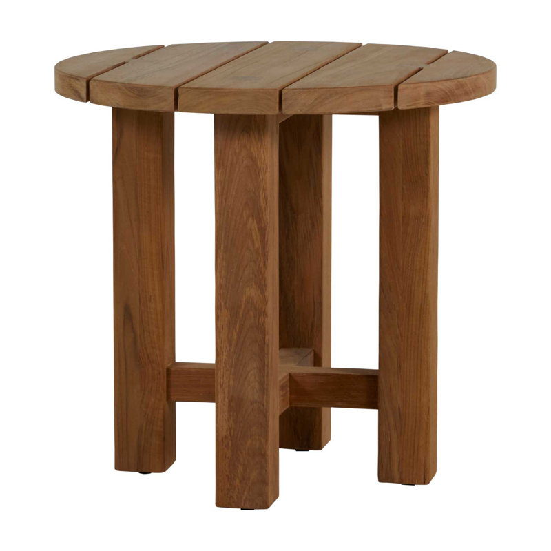 Croquet Teak Outdoor Side Table, Natural Teak