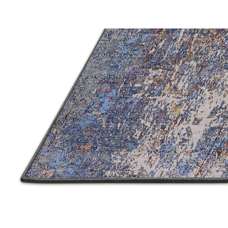 Tapis abstrait bleu / brun clair / rouge Bruin, Rectangle 3 pi x 5 pi
