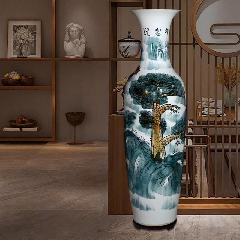 70,87 "Jingdezhen, magnifique paysage futuriste, grand vase à fleurs peint à la main, H 70,87 po x l 20,47 po x P 19,69 po