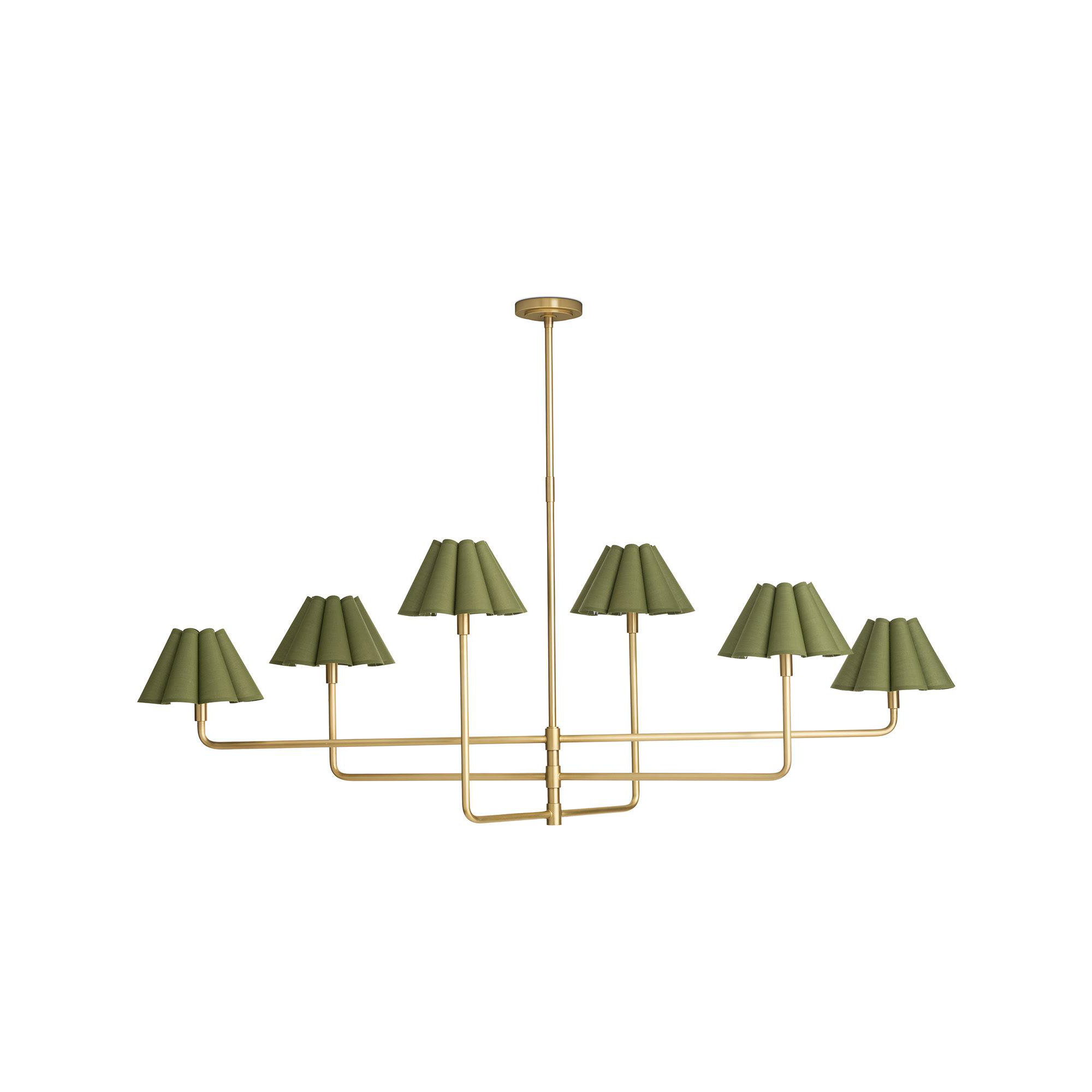 Polly Chandelier, Green, Natural Brass